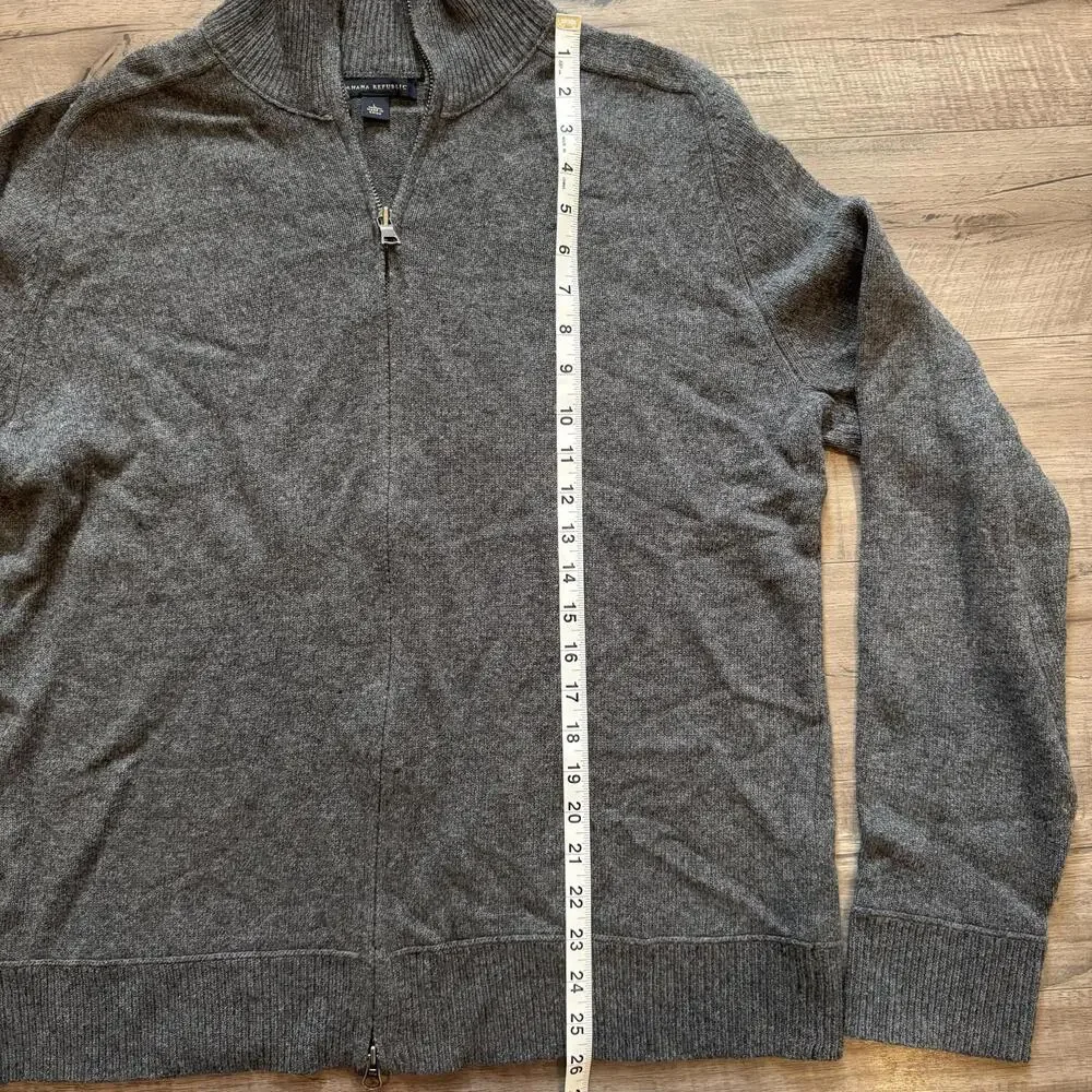 Banana Republic Sweater Wool Cashmere Blend Full Zip Mock Neck‎ Gray Grandpacore